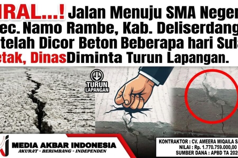 VIRAL...! Jalan Menuju SMA Negeri 1Kec. Namo Rambe,Kab. Deliserdang ,Setelah Dicor Beton Beberapa hari Sudah Retak, Dinas Diminta Turun Lapangan.jpg