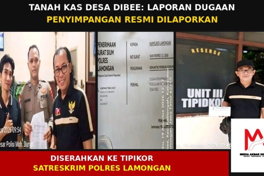 Tanah kas desa Dibee: Laporan Dugaan Penyimpangan Diserahkan Ke Tipikor Satreskrim Polres Lamongan.jpg