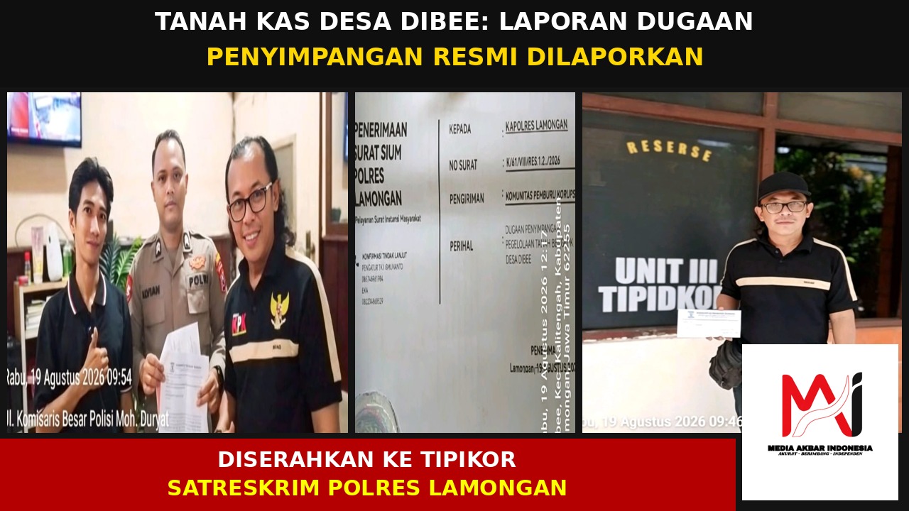 Tanah kas desa Dibee: Laporan Dugaan Penyimpangan Diserahkan Ke Tipikor Satreskrim Polres Lamongan.jpg