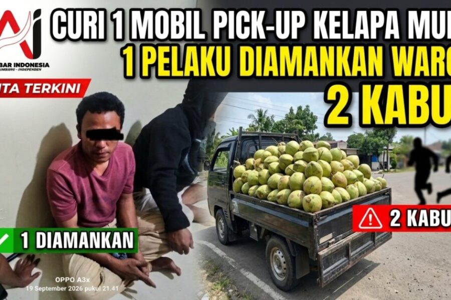 CURI 1 MOBIL PICK-UP KELAPA MUDA, 1 PELAKU DIAMANKAN WARGA, 2 KABUR.jpg